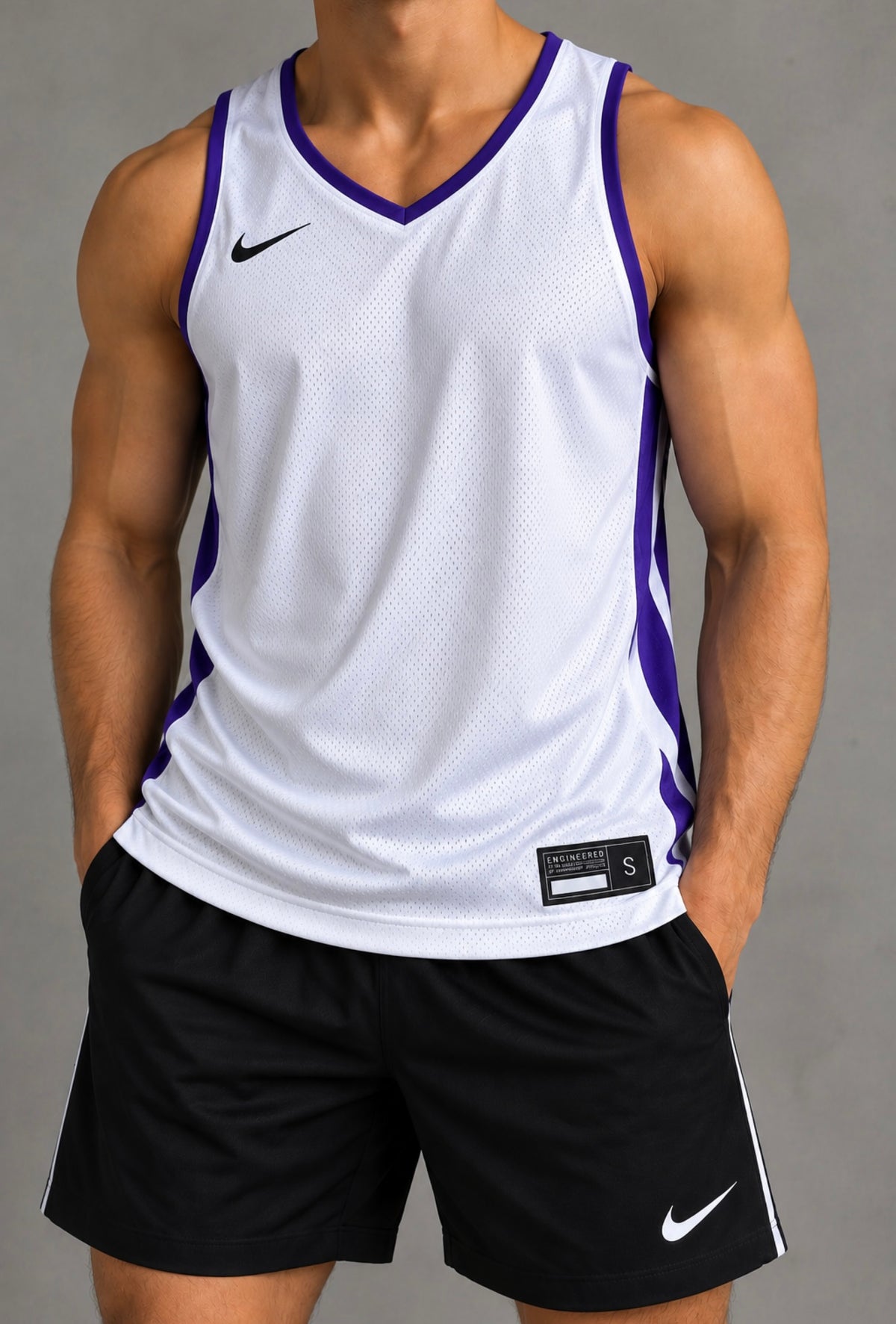 Nike Herren Reversible Basketball Trikot – Lila/Weiß – Gr. S – Neu mit Etikett