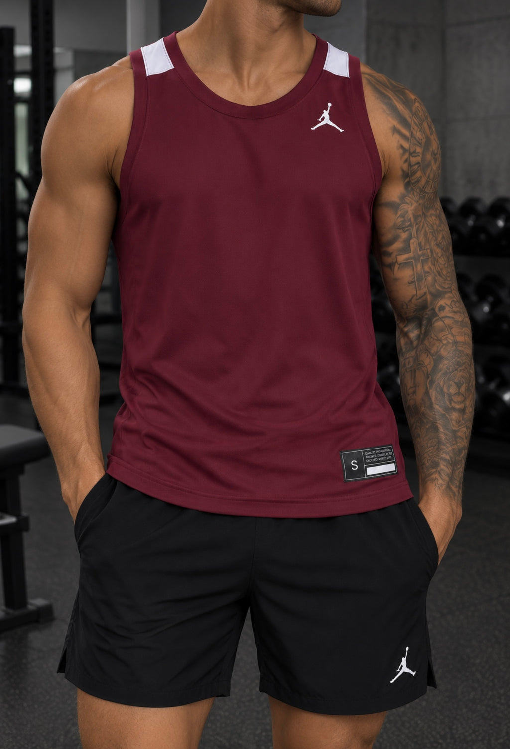Jordan Basketball Herren Tanktop – Bordeaux/Weiß – Gr. S