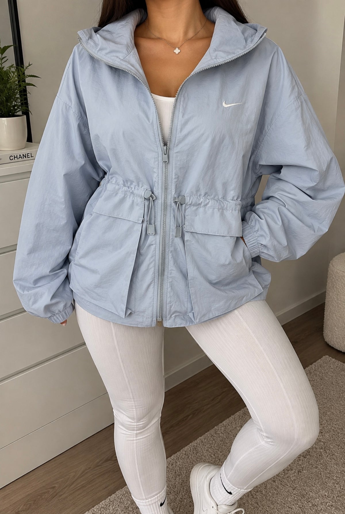 Nike Sportswear Everything Wovens Oversized Damenjacke – Hellblau – XL